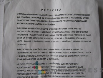 Peticija protiv direktora Andrije Živadinovića FOTO: S. Milenković 