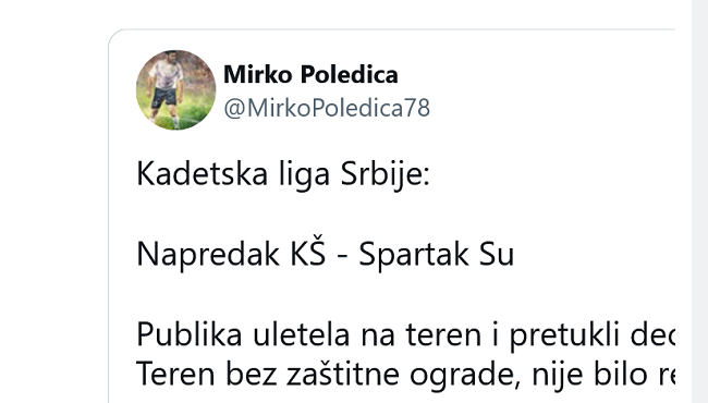 REAKCIJA NA TVIT IZ FK NAPREDAK: Tužićemo Poledicu zbog klevete!